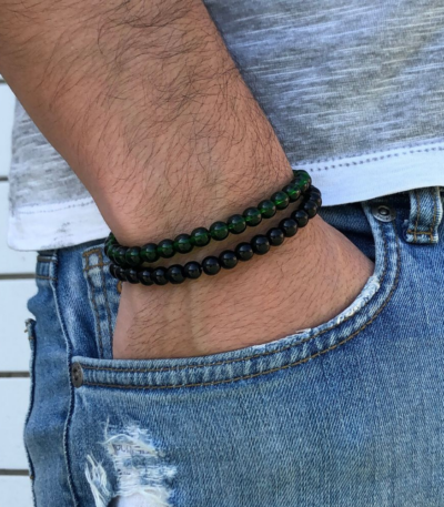 Kit Pulseira Masculina Green + Ônix