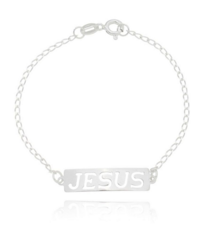 Pulseira Masculina Infantil Jesus -  Prata 925