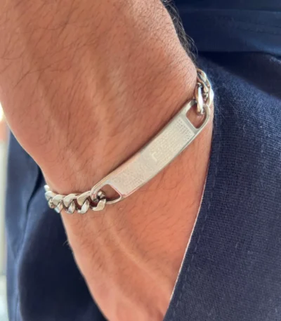 Pulseira Pai Nosso com Elo Grumet em Aço Inox