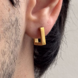 Par de Brincos Ragnar Quadrado em Aço Inox Dourado