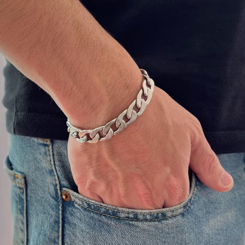 pulseira-masculina-vultor-em-aco-inox-elo-grumet-prata pulseira-masculina-vultor-em-aco-inox-elo-grumet-prata