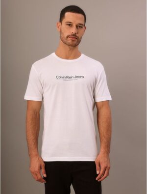 Camiseta Masculina de Algodão Slim Estampa Centro Cidades Calvin Klein Jeans - Branco Camiseta Masculina de Algodão Slim Estampa Centro Cidades Calvin Klein Jeans Branco