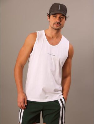 Regata Calvin Klein Jeans Masculina Logo Centralizado - Branco Regata Calvin Klein Jeans Masculina Logo Centralizado Branco